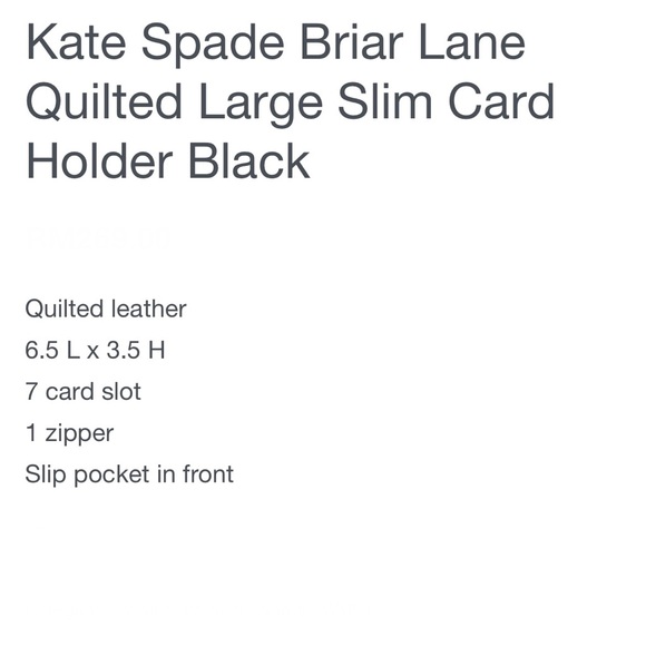 Kate Spade briar lane quilted large cardholder - Picture 3 of 7